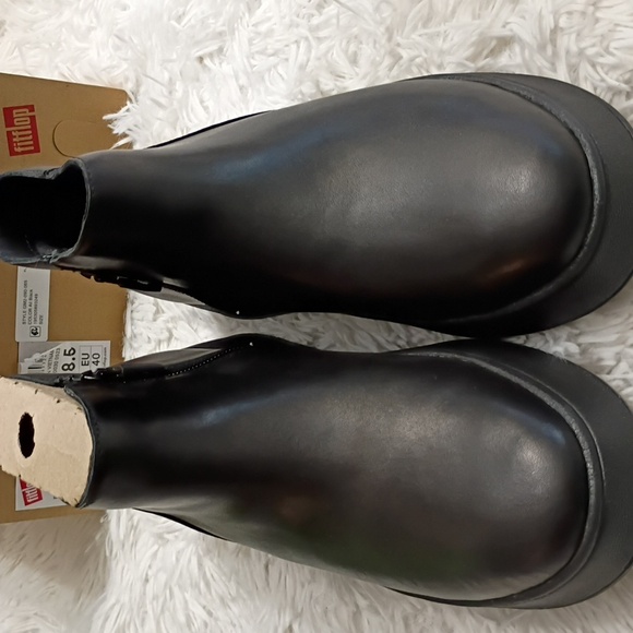 Fitflop F-Mode Leather Platform Zip Ankle Boots Women's Sz 8.5  EU 40 🆕 - Picture 8 of 11